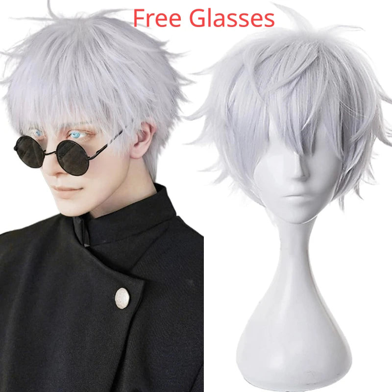 Jujutsu Kaisen High School Gojo Satoru Cosplay Costume Uniform for Men Women Shirt Pants Wig Halloween Uniform Full Sets