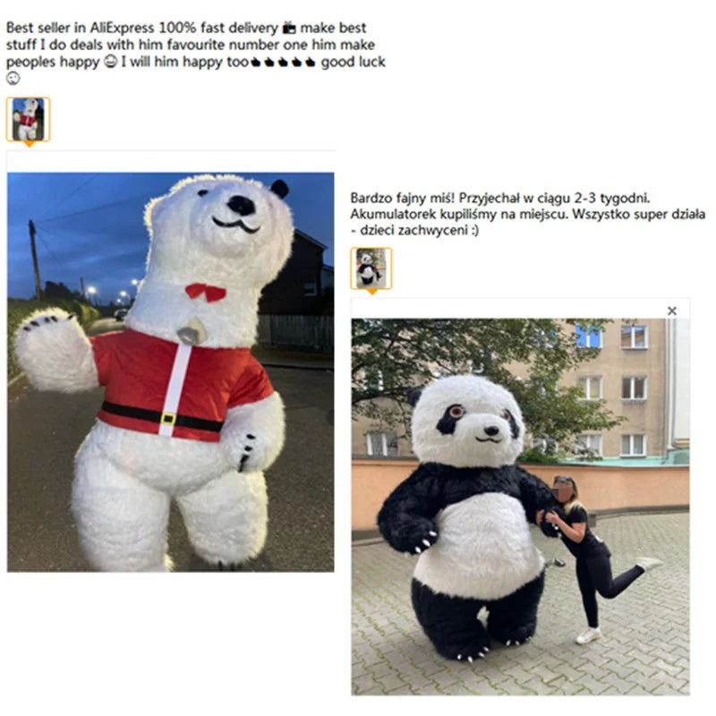 Inflatable Teddy Bear Mascot Costume for Adults - Cute Walking Bear Set for Carnival Birthday Party Role-Playing Performance