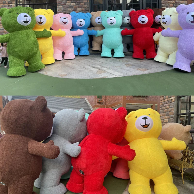 Inflatable Teddy Bear Mascot Costume for Adults - Cute Walking Bear Set for Carnival Birthday Party Role-Playing Performance
