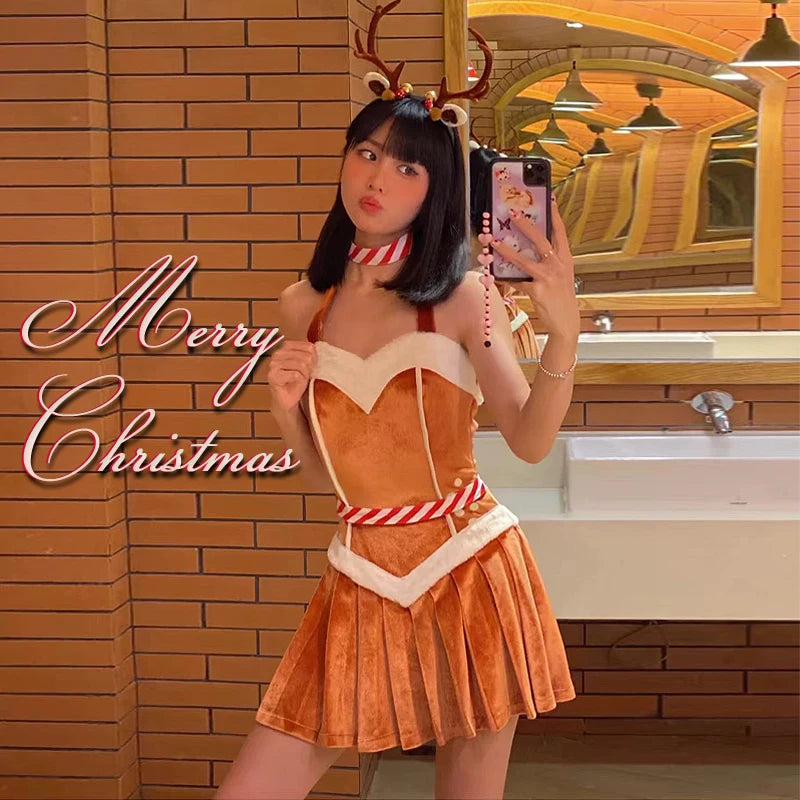Christmas Cosplay Costume Sexy Reindeer Rudolph Xmas Party Performance Photoshooting Tempting Uniform Hot Seductive Pure Desire