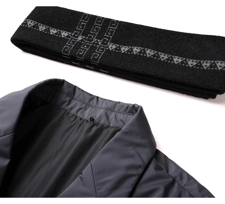 Men's Winter Fashion High-Quality down Jacket 90% White Duck down Warm Coat with Removable Scarf Suit Collar M-4XL Sizes