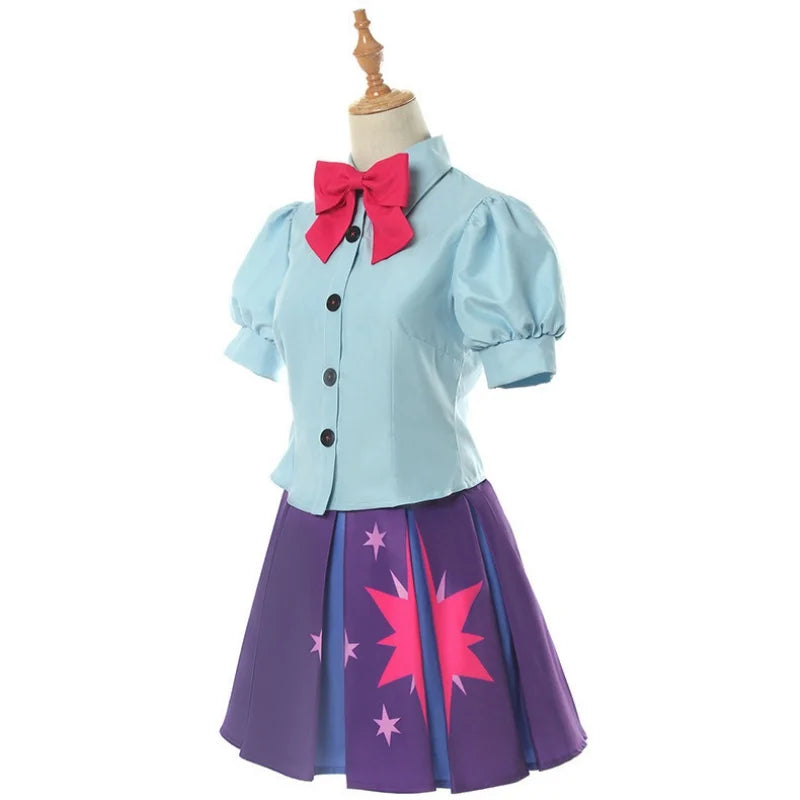 Twilight Sparkle Costume Human Dress Cosplay Costume Sailor Shirt Short Dress Halloween Carnival Party Uniform Set
