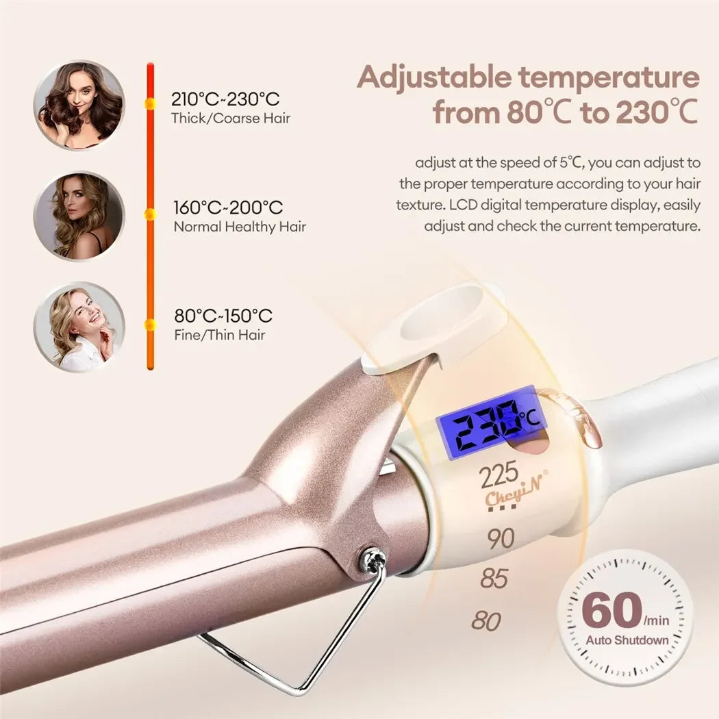 32mm 38mm Electric Hair Curler for Women Professional Ceramic Curling Iron Adjustable Temperature Hair Styling Tool