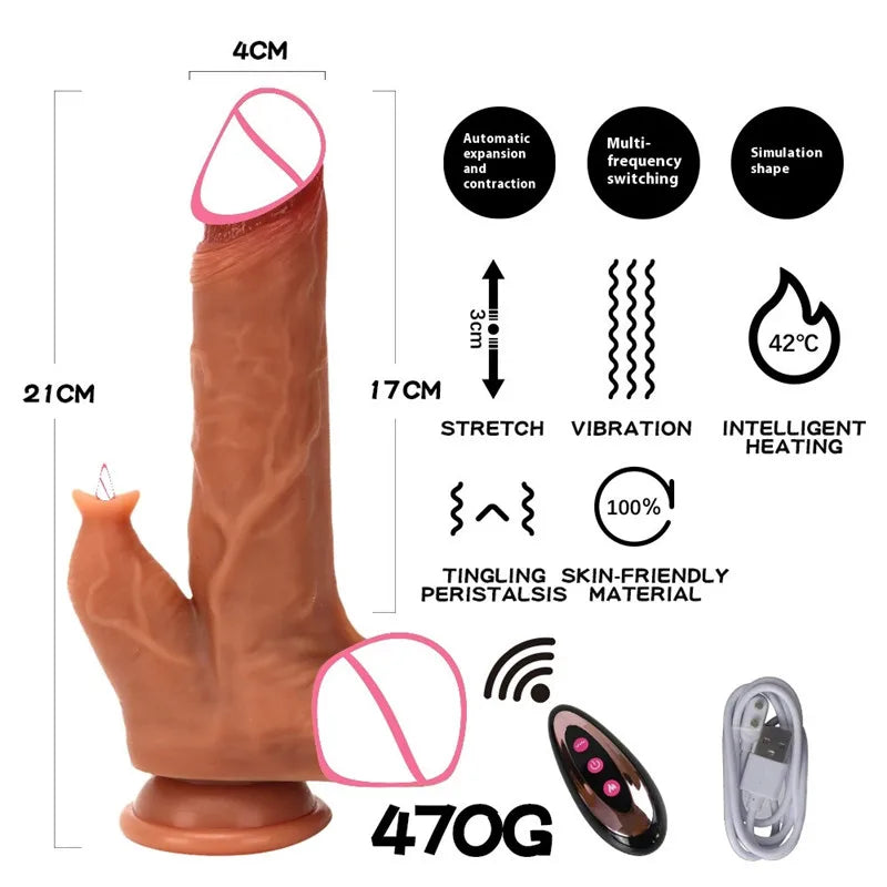 Realistic Dildo Vibrator Penis Telescopic Massager vibrating female Remote Control Masturbation Big Dick Anal Adult Sex Toys