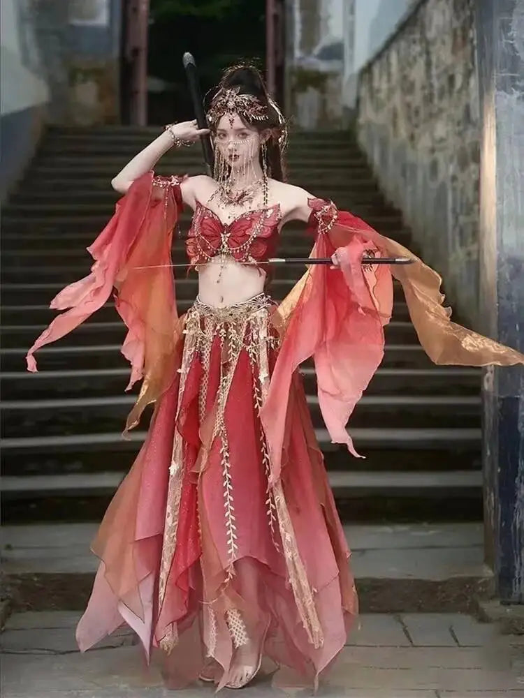 Butterfly Dress Hanfu Elf Exotic Style Dress Suit Western Region Princess Dress Girls' Clothing Han Dress Jungle Elf Costume