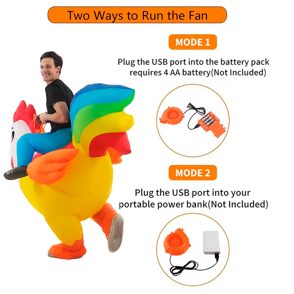 Halloween Costume Colorful Rooster Inflatable Costume Holiday Party Cosplay Cosplay Props Animal Performance Costume