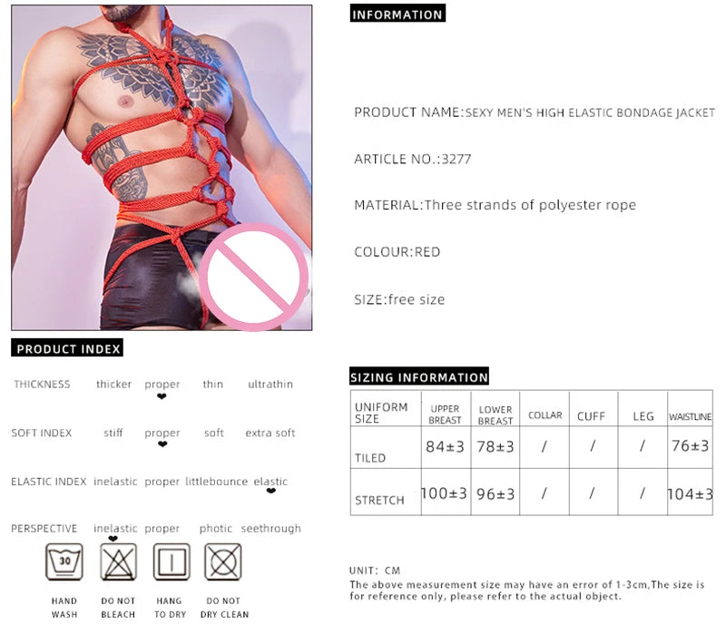 Erotic Men BDSM Rope Clothing Accessorie Sissy Belt Fetish Gay Adjustable Binding Rope Slave Cosplay Binder Restraint Tie Up