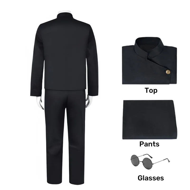 Jujutsu Kaisen High School Gojo Satoru Cosplay Costume Uniform for Men Women Shirt Pants Wig Halloween Uniform Full Sets