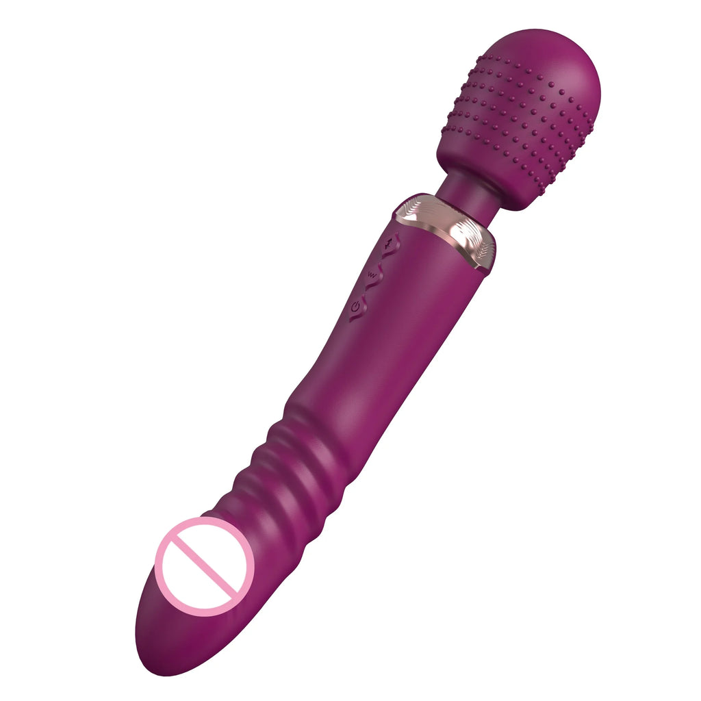 Powerful Thrusting Dildos Vibrator Three Motors Silicone Telescopic Plus Vibration Large Size Wand Massager Sex Toy for Couple