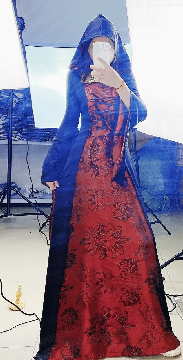 [You're My Secret] Women's Dress Cosplay Vampire Halloween Carnival Party Adult Costume Medieval Retro Gothic Hoodie Witch Robe