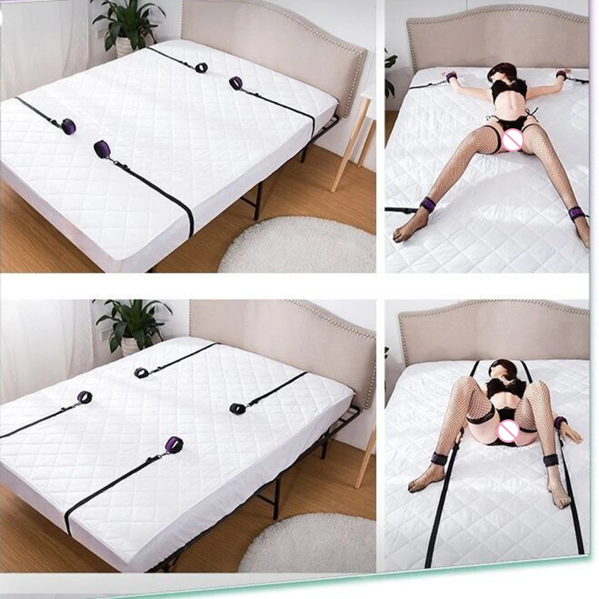 BDSM Bed Bondage Gear Handcuff Leg Restraint Sex Toy Set Couple Erotic Bed Games Straps 18+ Adult Sex Bandage SM Slave Sextoy