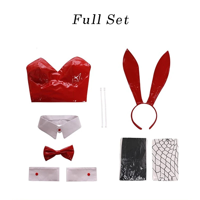ROLECOS Game Red Black Bunny Suit Women Elastic Leather Fabric Sexy Cosplay Suit Halloween Christmas Jumpsuits