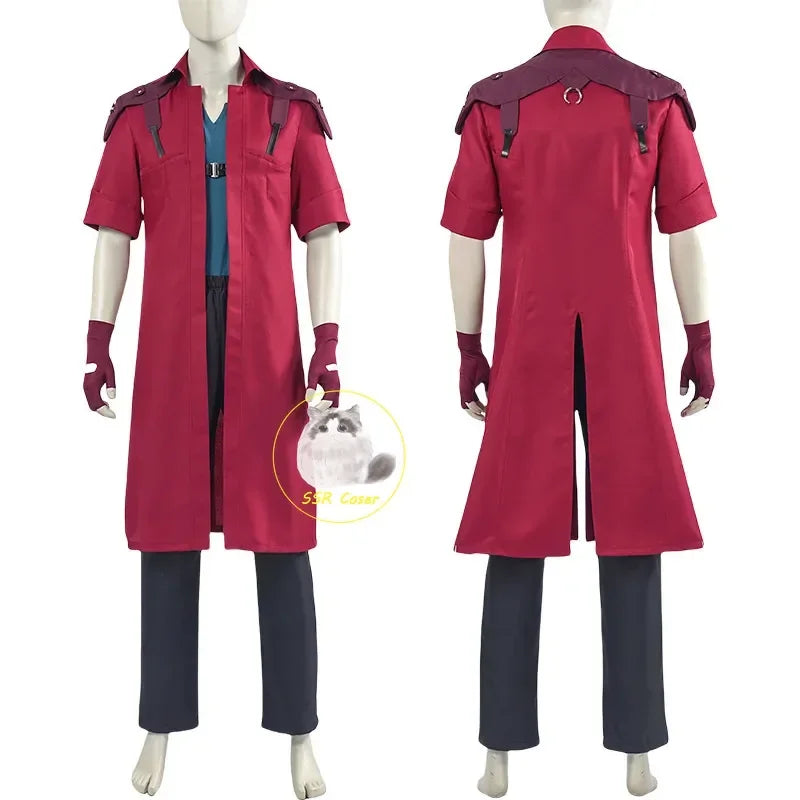 DMC 5 Dante Cosplay Wig Uniform Costumes Disguise for Adult Men Long Windbreaker Gloves Roleplay Outfits Halloween Carnival Suit