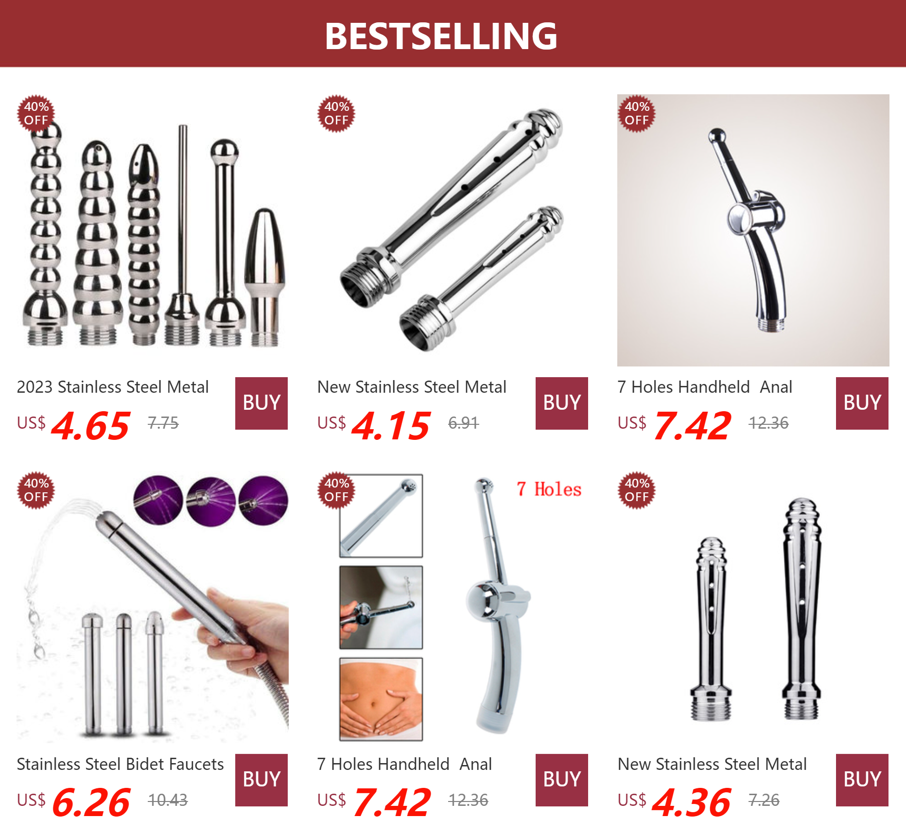 New Stainless Steel Metal Anal Cleaner Bidet Faucets Rushed Anal Douche Shower Cleaning Enemator Enema Butt Plugs Tap Adult
