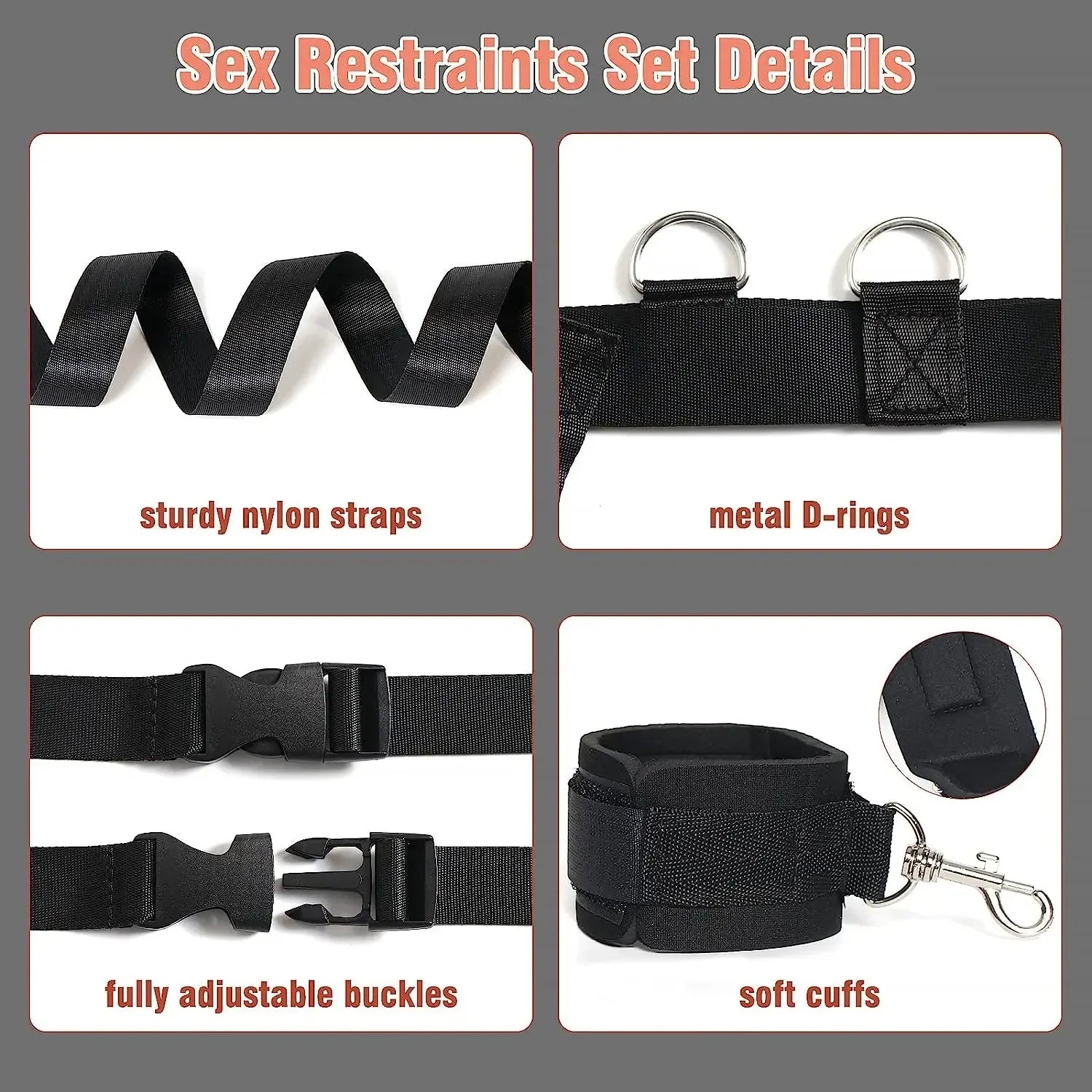 BDSM Flirting Sextoy Bed Restraint Set Couple Sex Toys Bondage Handcuff Kit Adult Game Tool Erotic Tie Downs Arm Ankle Restrict