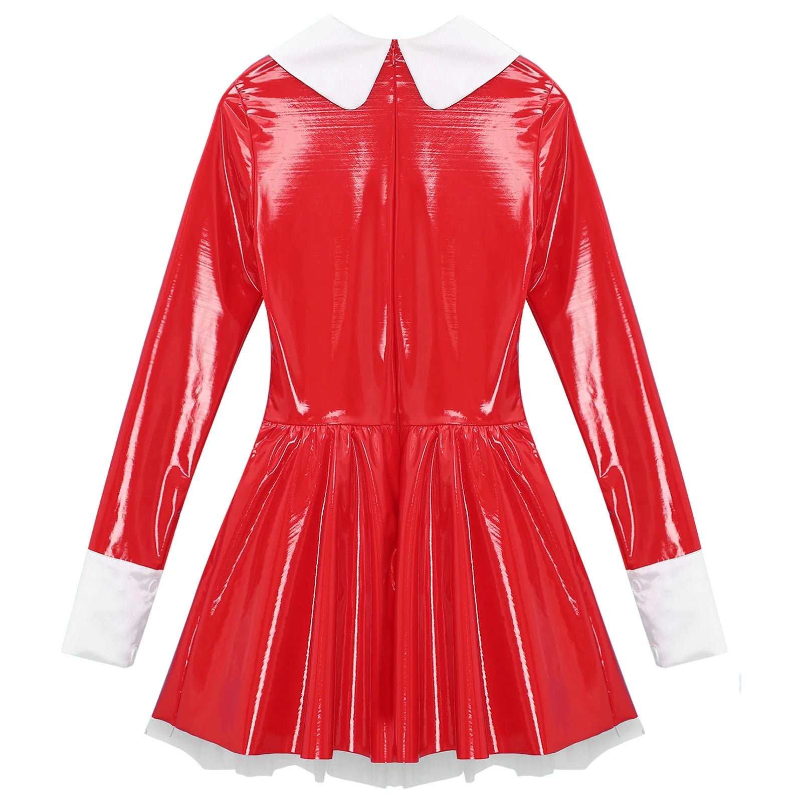 Women PVC Leather A-Line Servants Maid Dress Maid Cosplay Costume Role Play Maid Uniform Temptation Anime Cosplay Party Costume