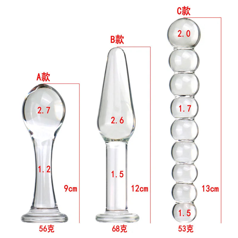 Glass Anal Beads Butt Plug Female Masturbator Sex Toys Adult for Women Men Anus Dilator Prostate Massager Hard Dildos