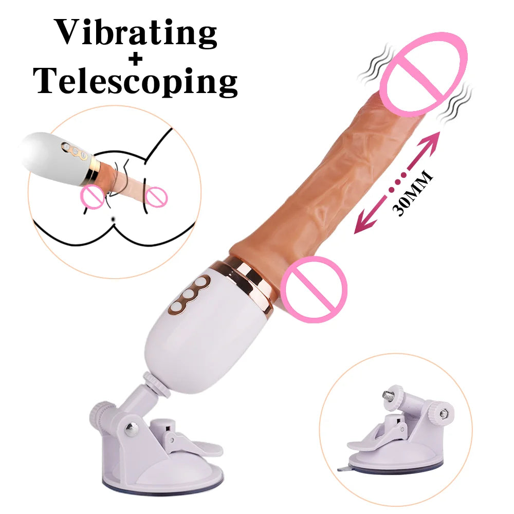 Female Adult Toys Dildo Thrusting Vibrator  Telescopic Penis G Spot Realistic Penis Suction Cup Sex Toy For Women Gay JoinJJtoy