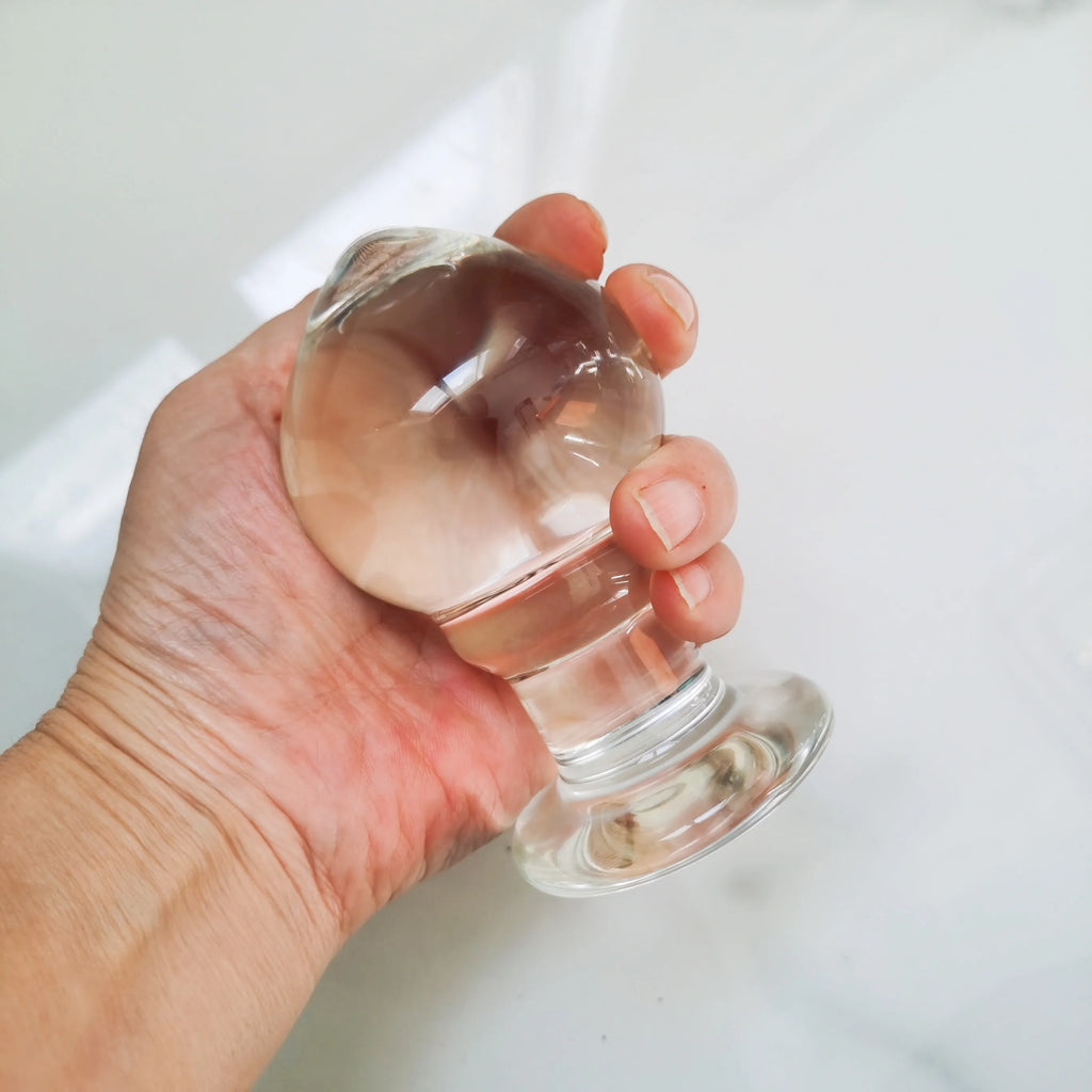 VaHppy Anal Plugs 400g 6.2*11.5cm Glass Enlarged Anal Training Anal Masturbation Transparent Smooth Protective Skin Sex Toys