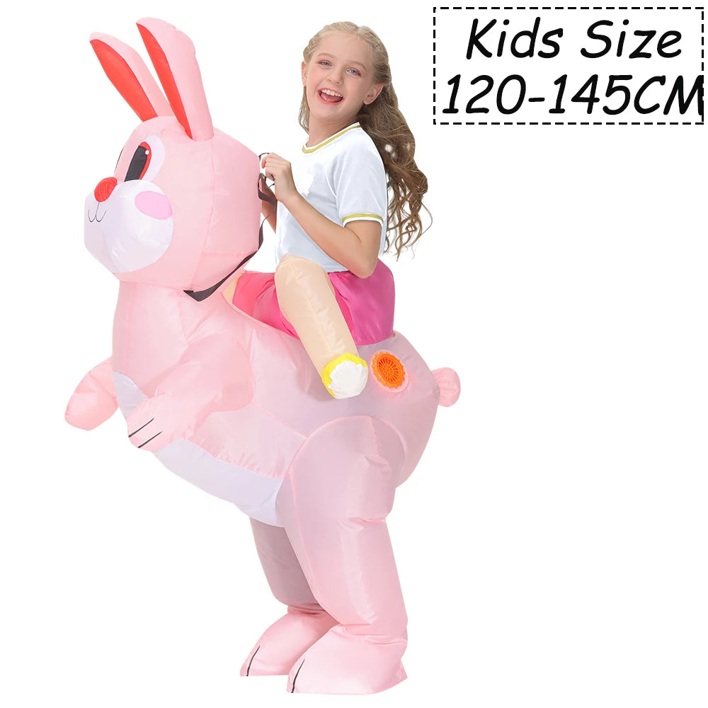 Easter Bunny Clown Adult Kids Inflatable Costume Funny Cute Rabbit Cosplay Suit For Performance Festival Carnival Party Clothing