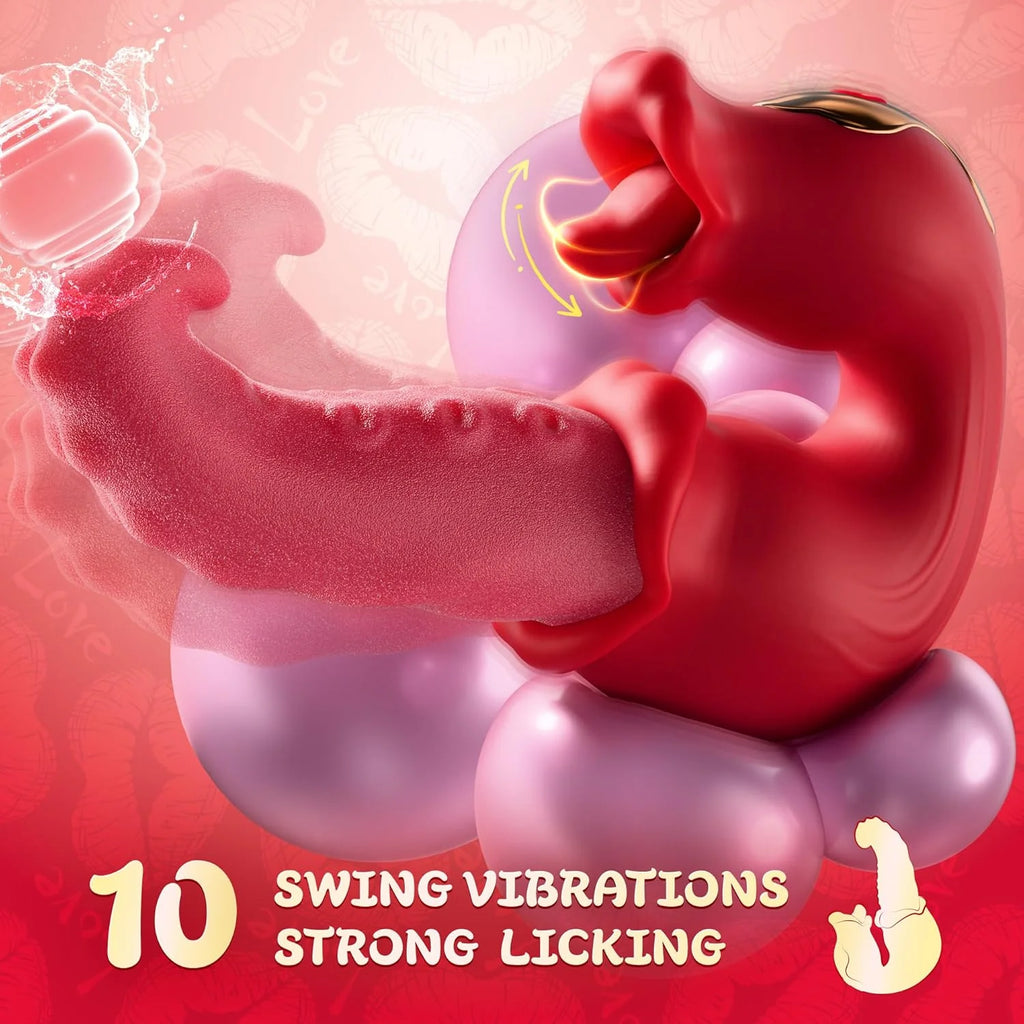 Sex Toys Vibrator 4 in 1 Tongue Thrusting Vibrators Dildo Rose Sex Toys G Spot Clit Stimulator Tools for Female Couples Games