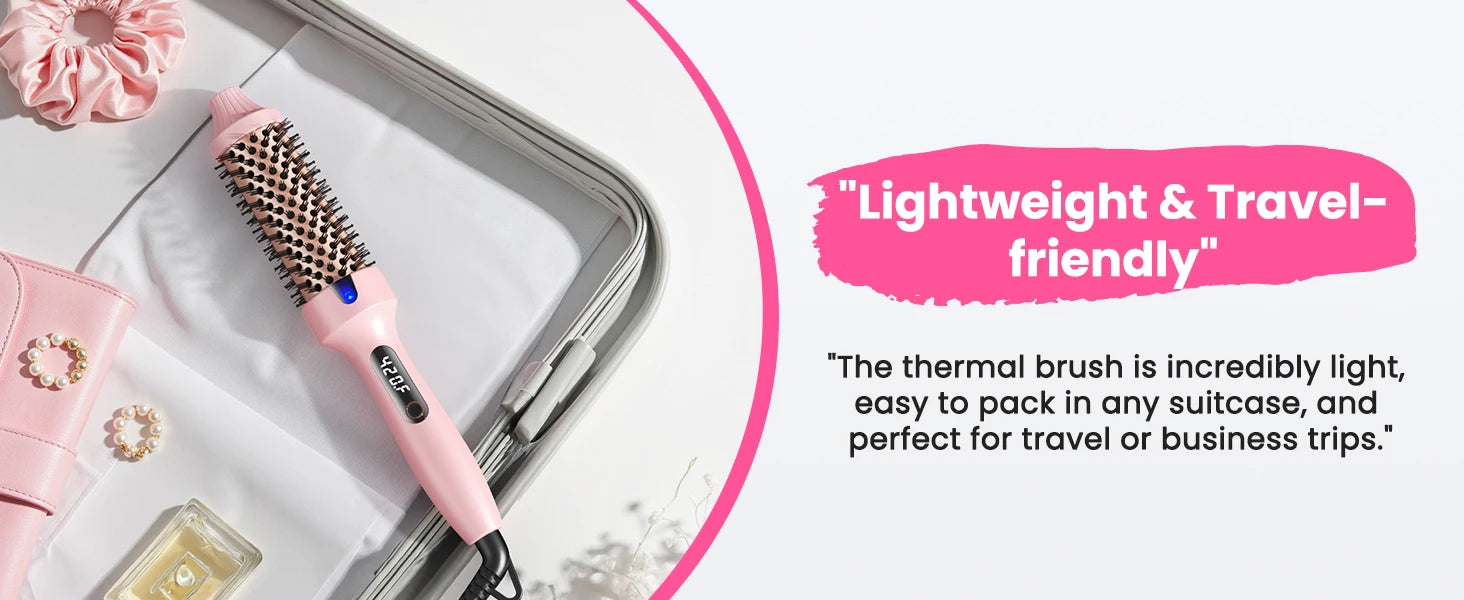 Dual Voltage Ionic Thermal Brush For Curling And Straightening 6 Temperature Settings & LED Digital Display Hot Air Styler