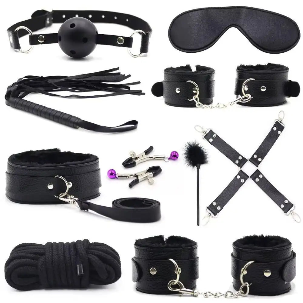 Roleplay BDSM Bondage Suit Restraint Gear 10Pcs Sex Toys Exotic Adult Couple Women