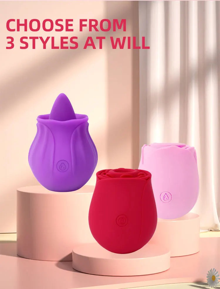 Rose Toy for Women Vibrator Vagina Intimate Nipple Sucker Oral Licking Clitoris Stimulation Powerful Sex Toys for Female
