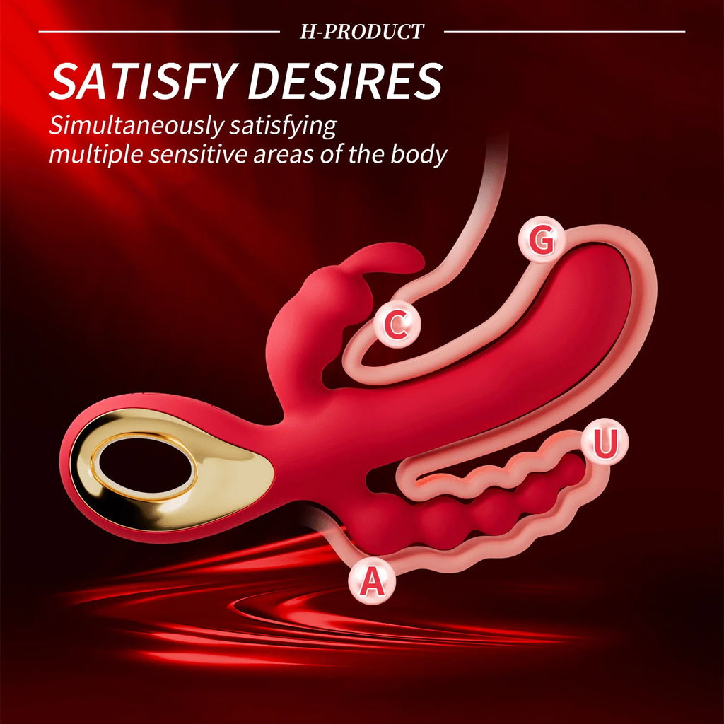 3 In 1 Dildo Rabbit Vibrator for Women G-Spot Orgasm Masturbator Anal Plug Clitoris Stimulator Female Masturbation Sex Toys 18