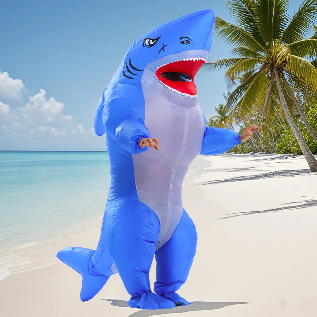 Inflatable Muscle Shark Costume Mascot Halloween Cosplay Costume for Adult Carnival Funny Suit Events Air Blow-up Outfit