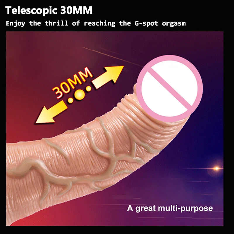 Realistic Dildo Vibrator Big Penis Telescopic Heating Silicone Female Dildos for G Spot Anal Stimulation Vibrators for Women 18