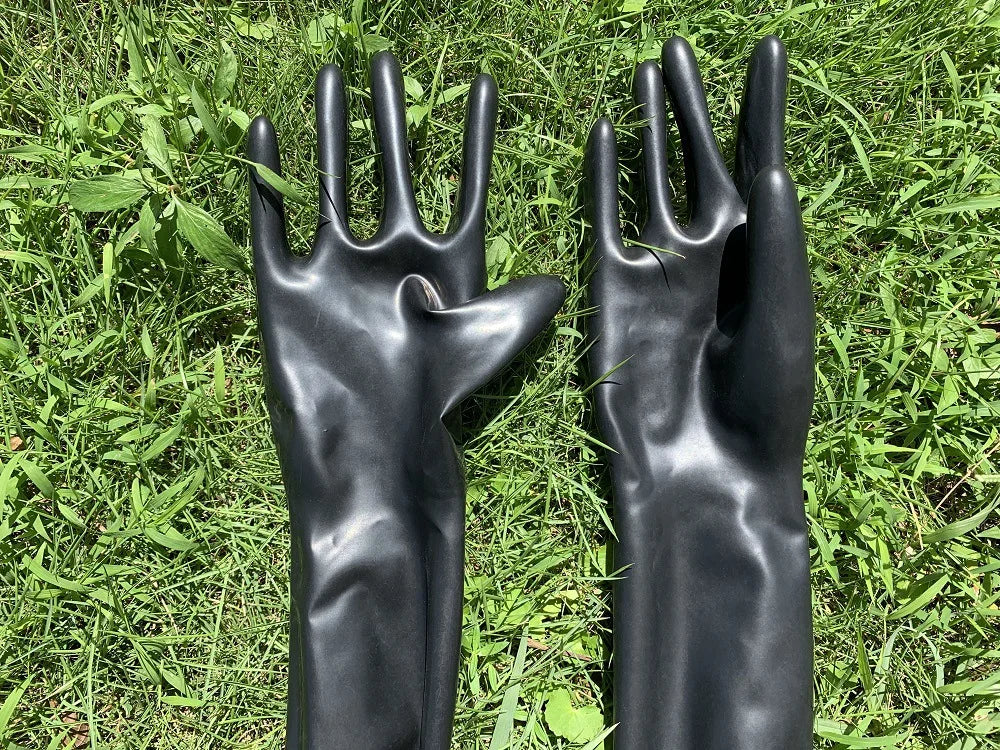 Chlorated Unisex Short Latex Gloves Mittens Fetish Slim Finger Wrist Length Seamless 3D