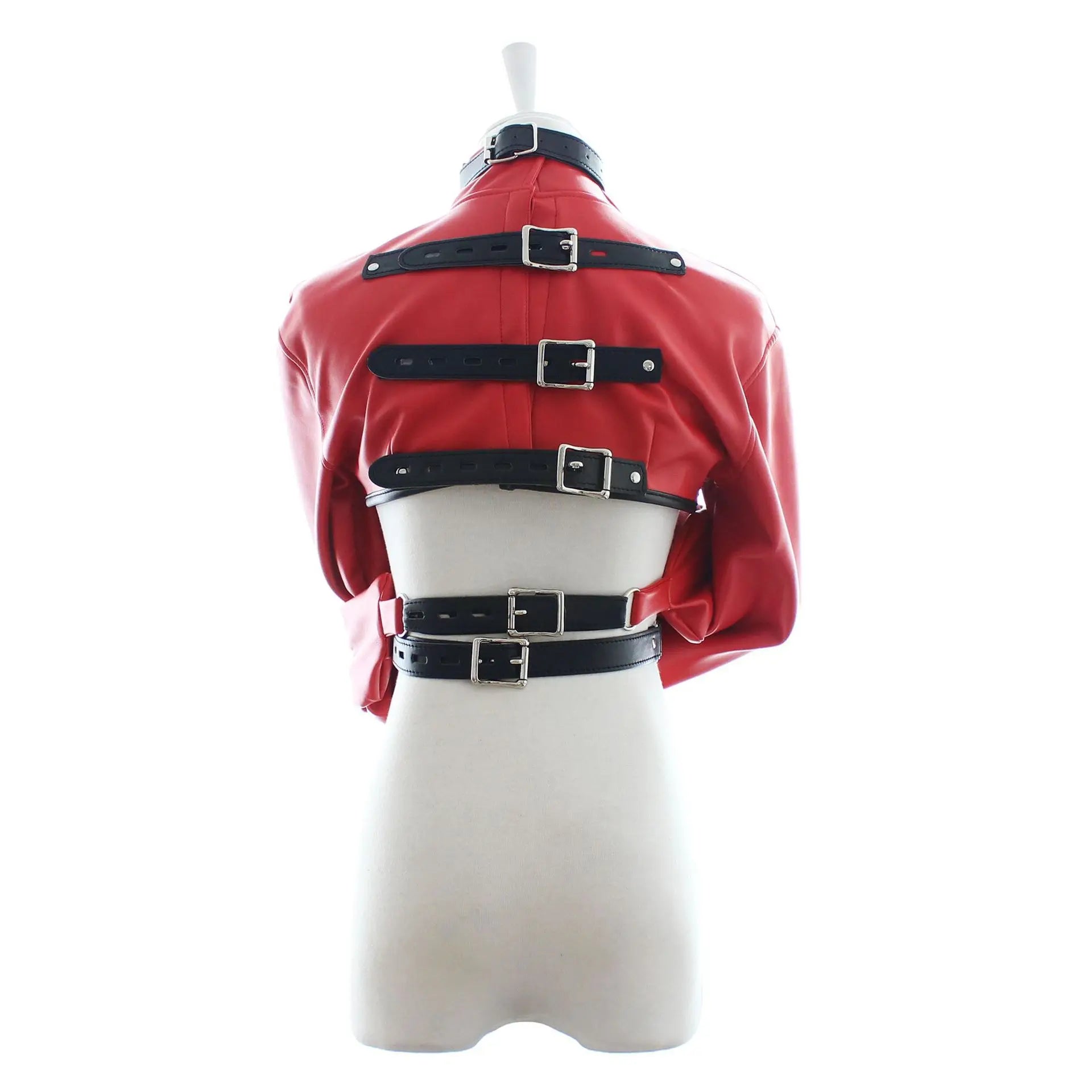 Women Jacket Halloween Costume Restraint Straight Sexy Open Breast Cupless Leather Bondage Strait Jacket Tops for Female 2024