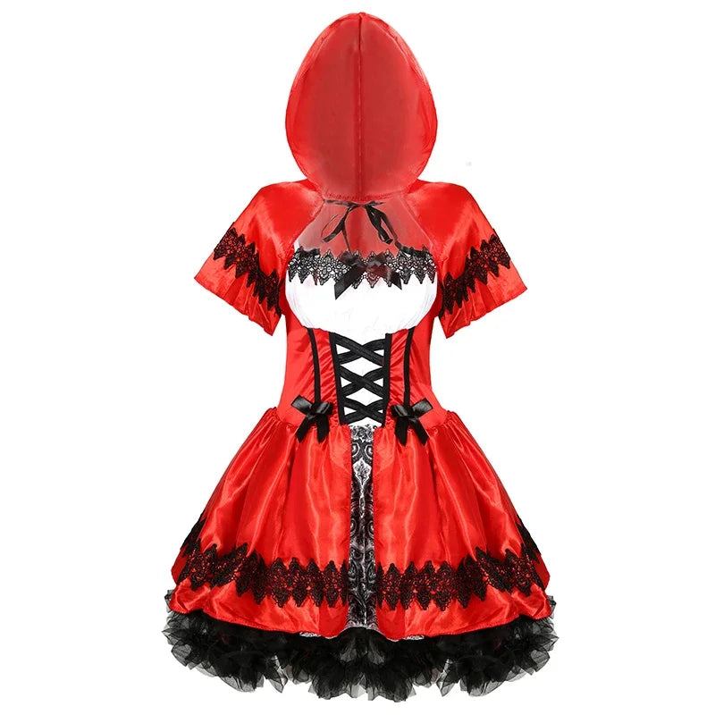 Women Little Red Riding Hood Cosplay Costumes for Halloween Party Fairy Tales Drama Show Role Playing Dress Up Outfit