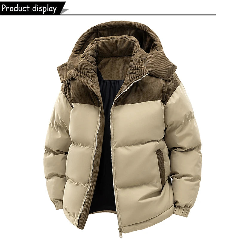 Autumn Winter Men Outdoor Removable Hooded Windbreak Jacket Coats Men Warm Outwear Casual Fashion Solid Parkas Jacket Male Tops