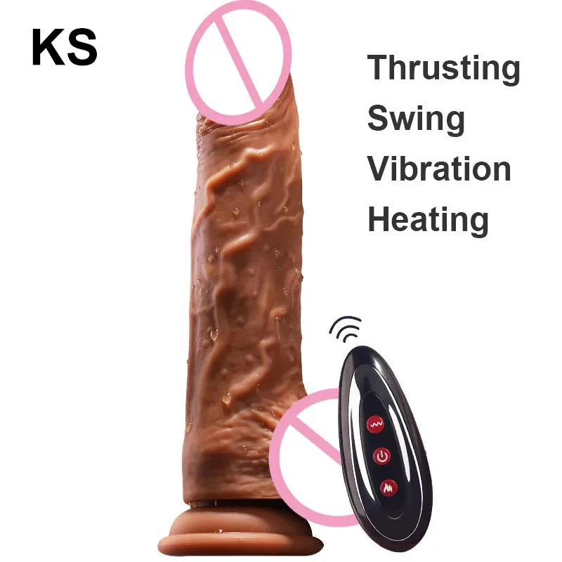 Telescopic Thrusting Heating Dildo Vibrator G-spot Massage Swing Huge Realistic Penis Vibrator Sex Toys for Women Sex Products