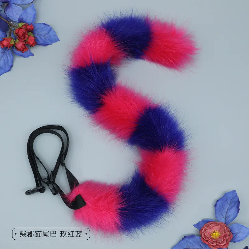 Cheshire Cat Cosplay Tail Headwear Set Party Props Animal Ear Halloween Carnival Club Pub Masquerade Costumes Women Headband