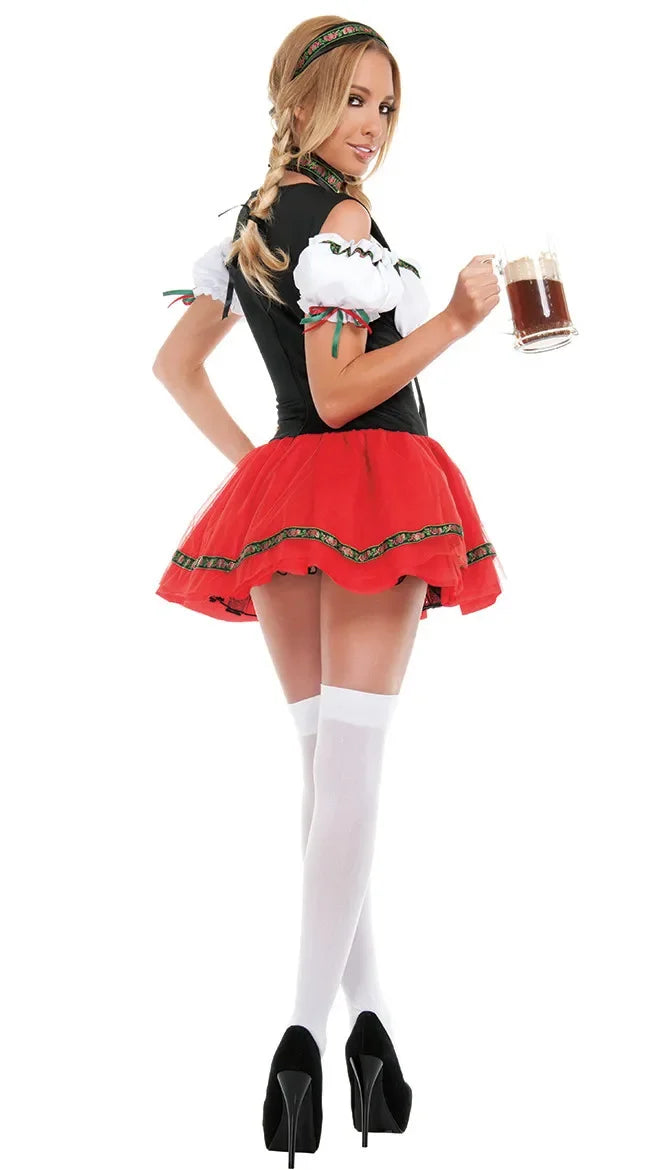 Carnival Oktoberfest Dirndl Costume Dress Women Germany Beer Maid Tavern Wench Waitress Outfit Cosplay Halloween Fancy Party