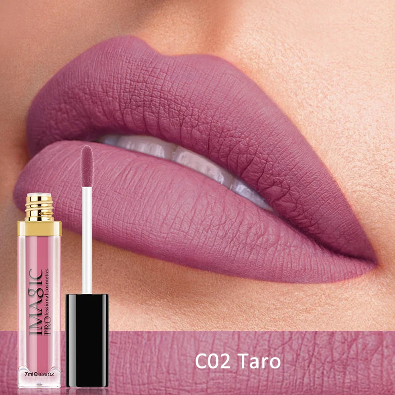 IMAGIC 12-Color Long-lasting Waterproof Matte Lightweight Velvet Smooth Lipstick Silky Sexy Lips Pigment Makeup Korean Cosmetics