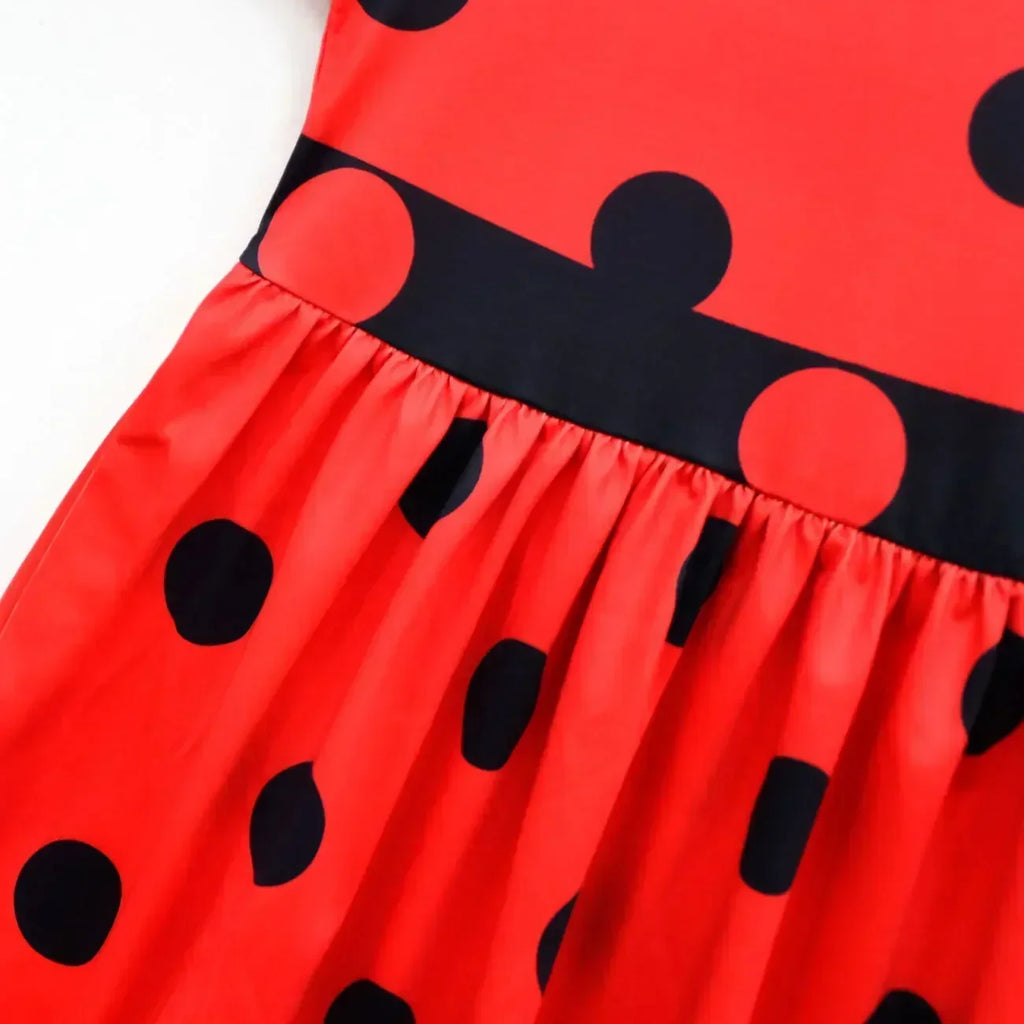 2025 Christmas Reddy Girl Little Beetle Cosplay Costume Mask Wig with Earrings Kids Halloween Fancy Costume Children Party Dress