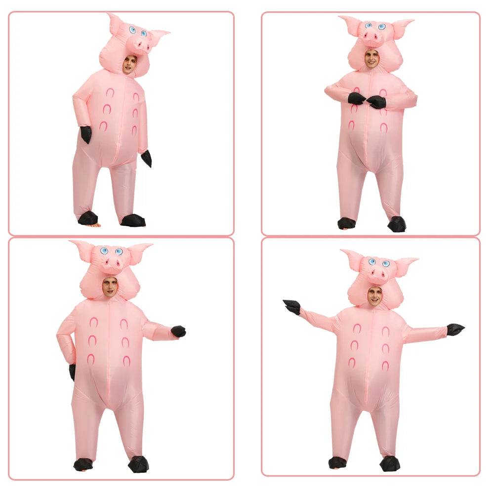 Adult Mascot Pink Pig Inflatable Costumes Halloween Cosplay Costumes for Man Woman Animal Party Role Play Disfraz
