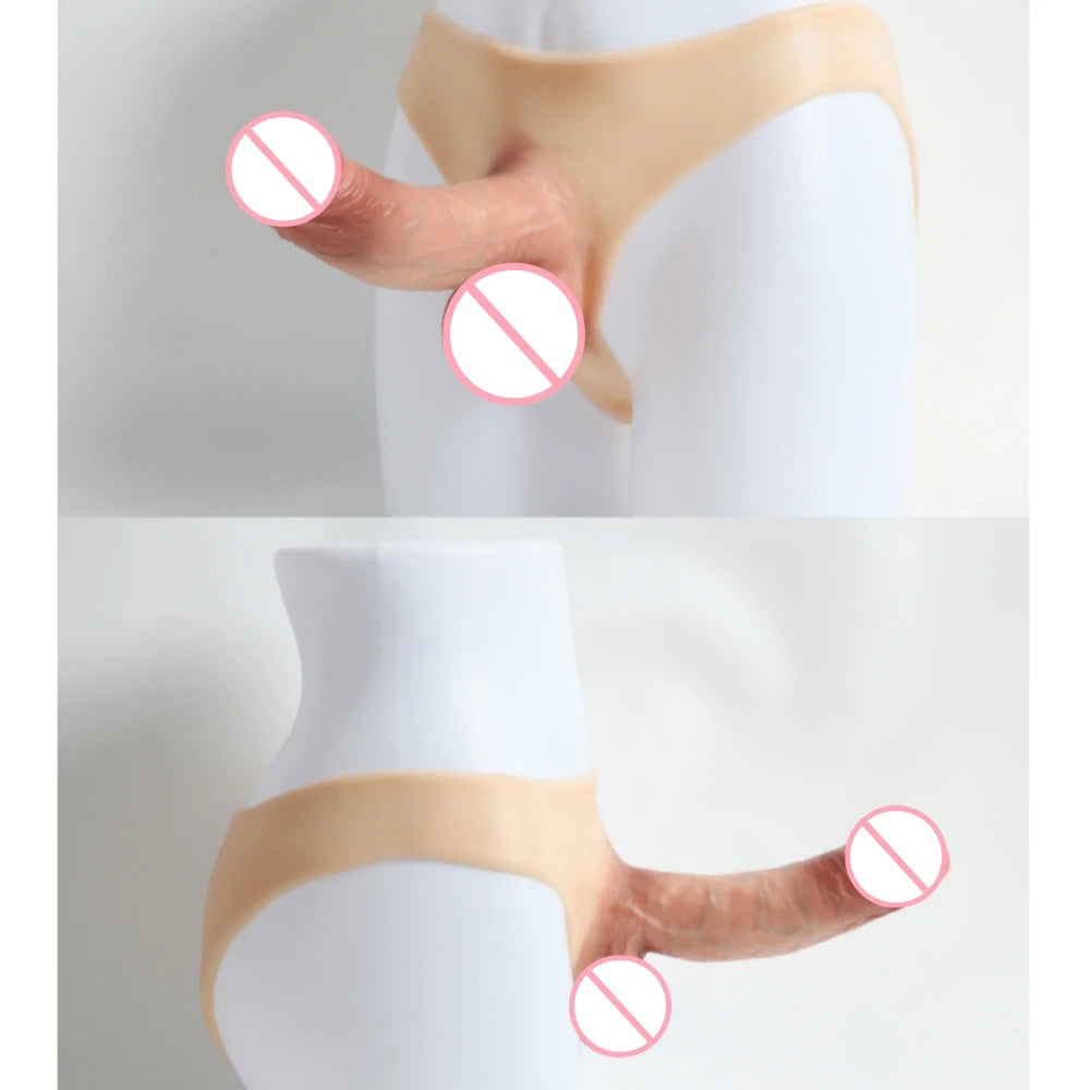 Silicone Wearable Underwear with Giant Dildo, Sex Toy Huge Dildo Panties with Realistic Penis, Simulate Skin Texture G Spot