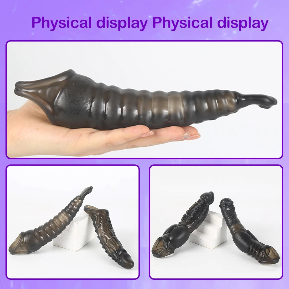 Vibrator for Men Penis Enlargement Sleeve Delay Ejaculation Cock Ring Reusable Comdom Penis Extender Adult Sex Toys For Men