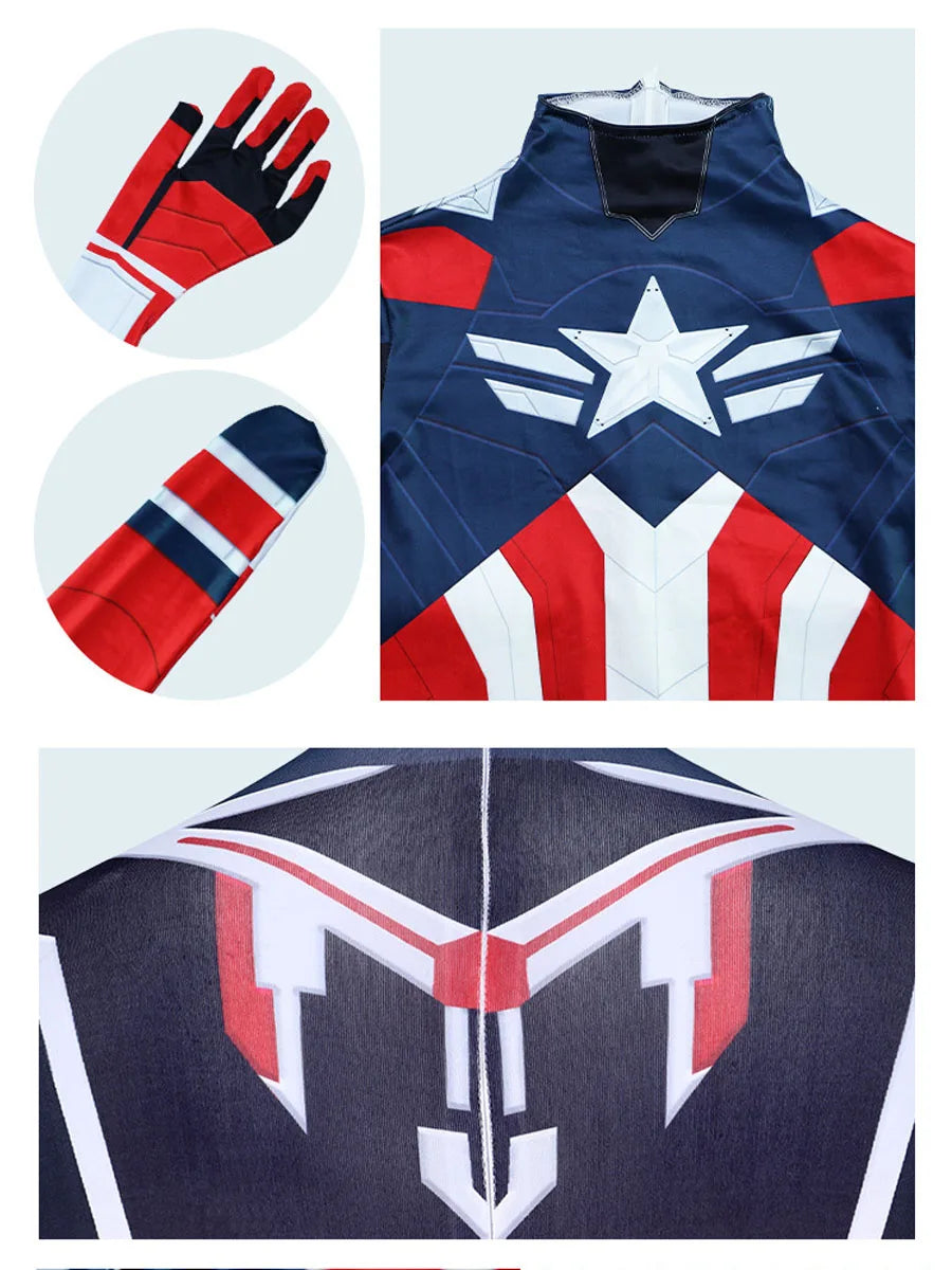 New Captain America 4 Cosplay Kid Adults Jumpsuit Superhero Clothing Creative Party Halloween Carnival Party Suit