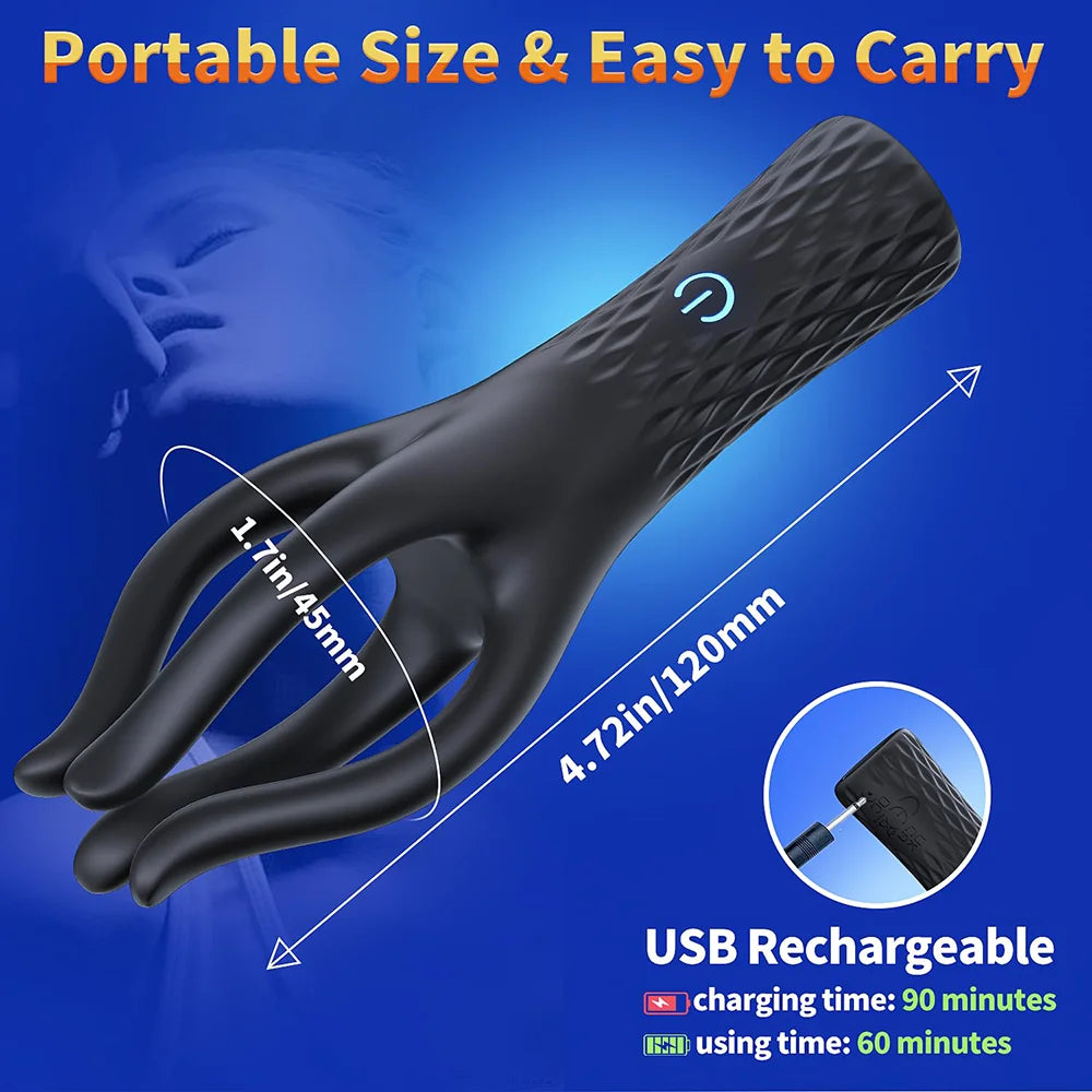 Male Penis Vibrator Sex Toys,4 Tentacles 360° Wrapping Glans Trainer,Fingertip Endurance Delay Exerciser,Masturbator Erotic Toys