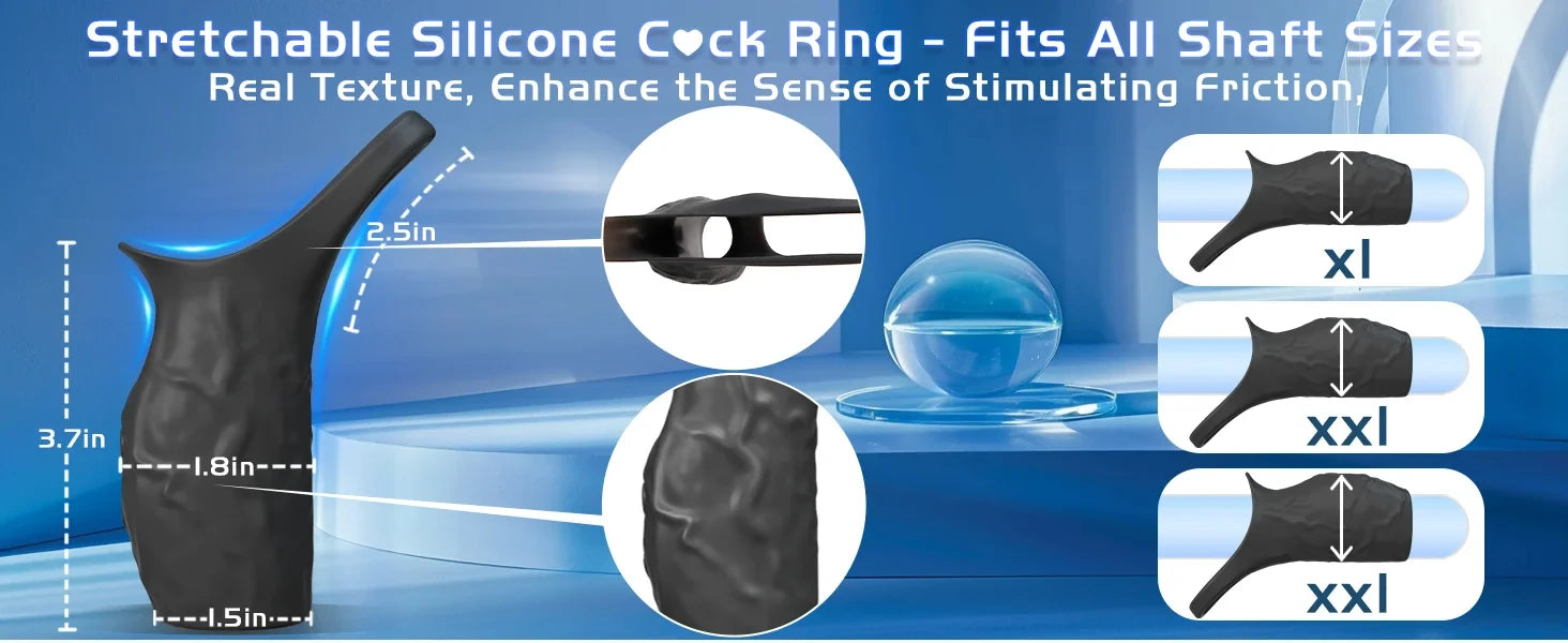 Vibrator Penis Sleeve Cock Ring Ejaculation Extender for Penis Testicles G Spot Stimulation Couples Adult Sex Toys for Men Women