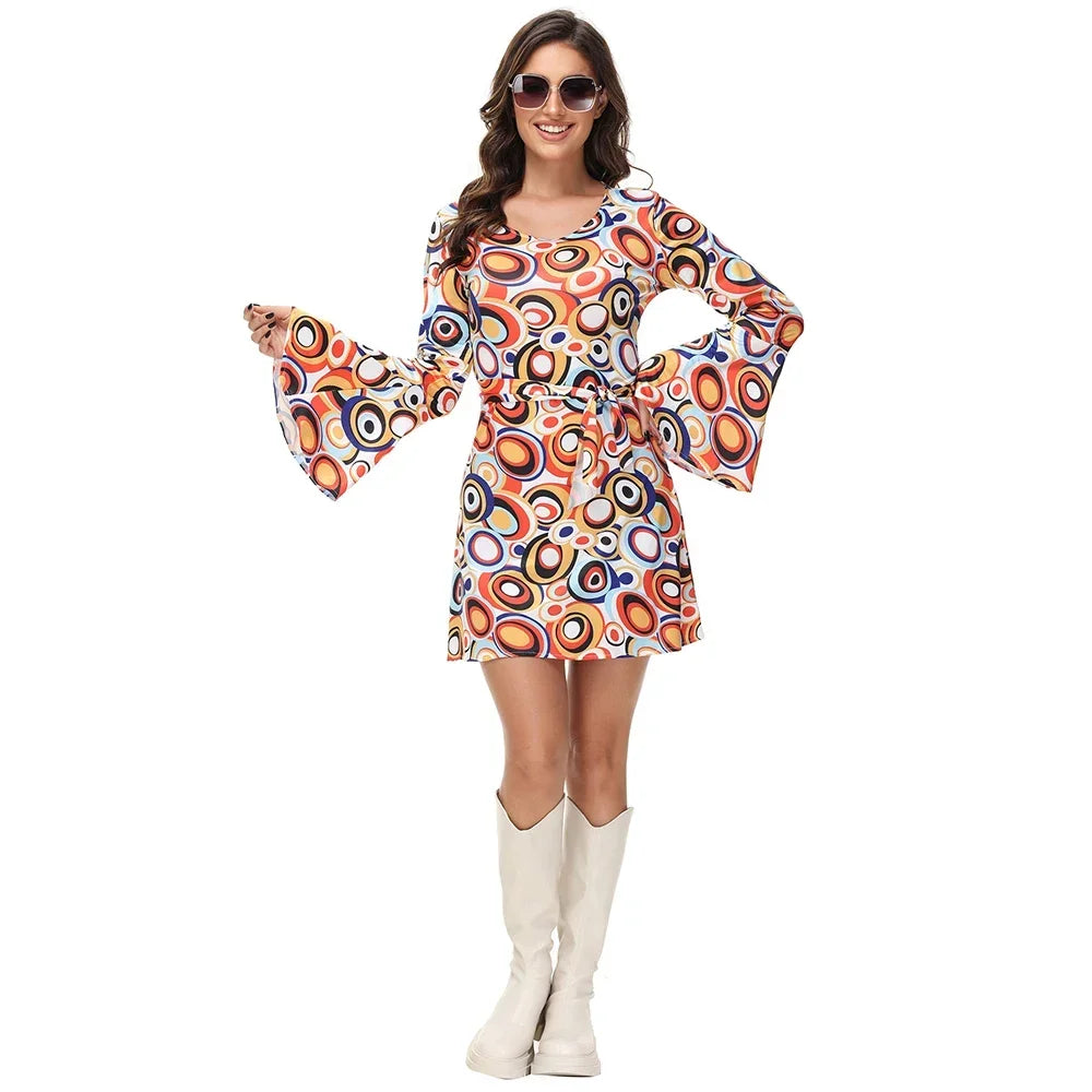 Men Women Retro 70s 80s Hippie Costume Disco Rock Hip-Hop for Cosplay Couples Purim Halloween Party Fantasia Dress Up