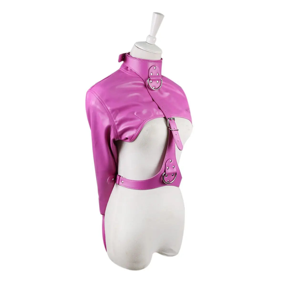 Women Jacket Halloween Costume Restraint Straight Sexy Open Breast Cupless Leather Bondage Strait Jacket Tops for Female 2024