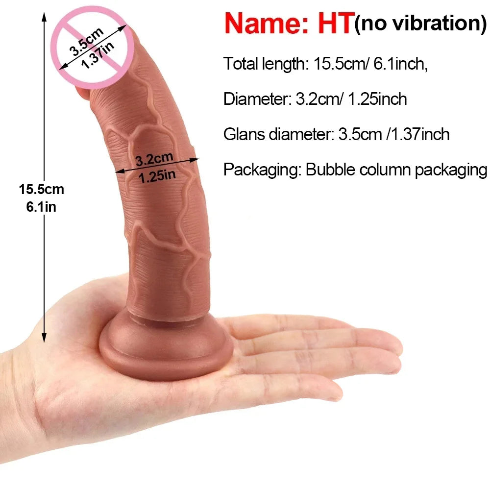 Big Glans Realistic Soft Dildo Cheap Small Penis Silicone Suction Cup Vibrator Dick Anal Butt Sex Toys Men Women Gay Huge Cock