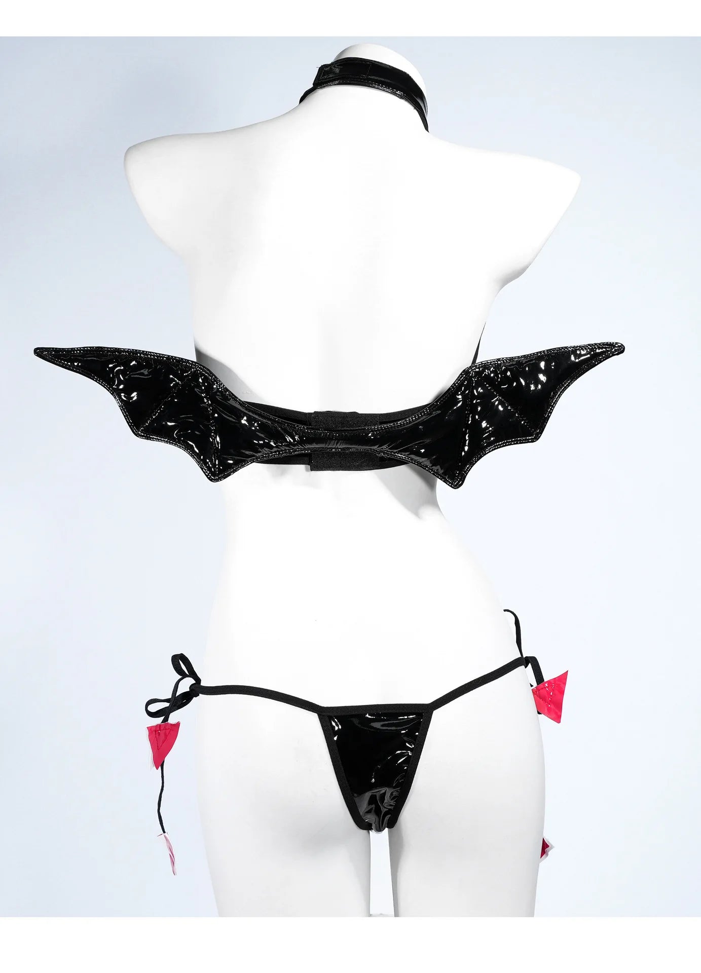 Sexy Amine Demon Cosplay Costume Set Hollow Dark Underwear Succubus Lingerie Role Play Outfits Halloween Faux Leather For Women